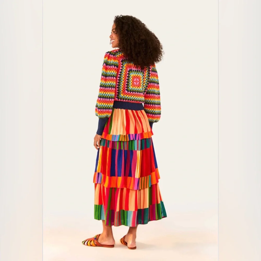 NWT Farm Rio Sunset Stripes Crochet Sweater - Picture 3 of 9